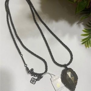 NWT Kendra Scott Corla Necklace in Gunmetal Brown Pyrite